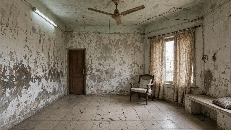 Common problem: damp walls (illustration)
