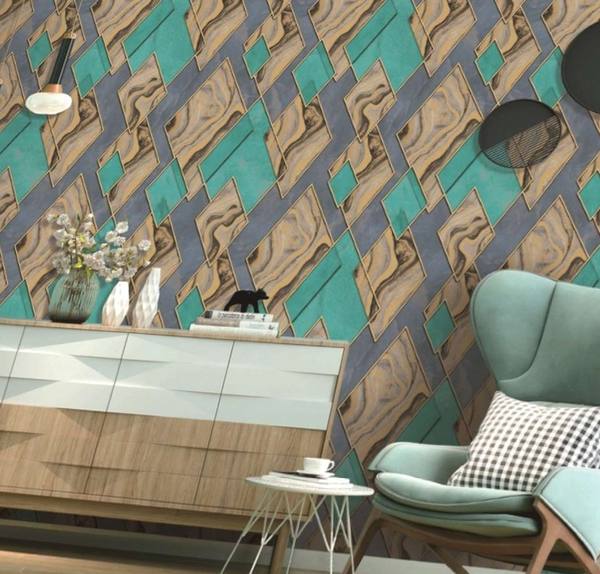 Olive wallpaper, Modern / Geometric